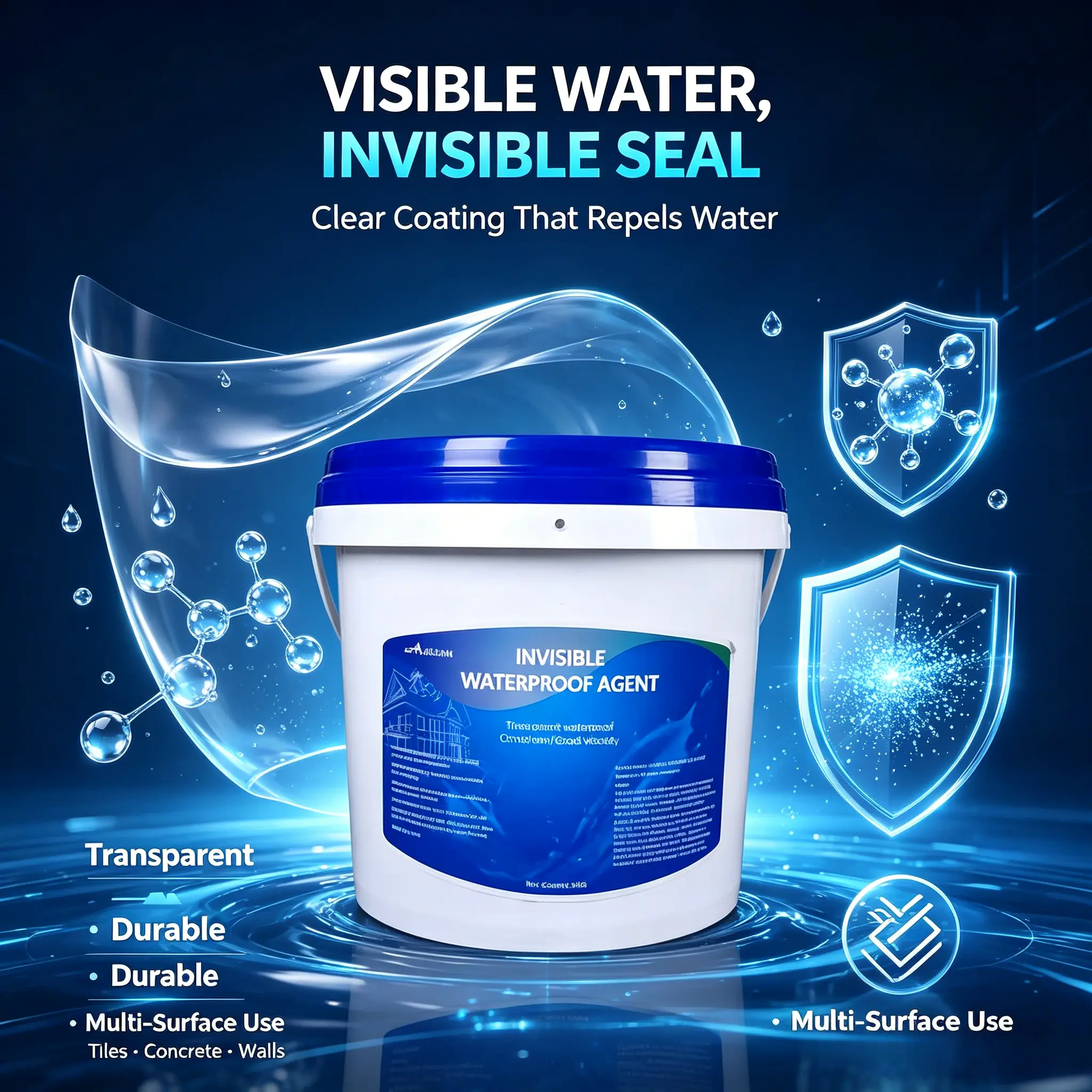 Invisible Waterproof Water-Resistant Agent, Transparent Sealant for Bathroom, Masonry, Ceramic Tile Grout - 3kg per Bucket No-Demolition Leak Repair Coating for Asphalt Roof Cracks