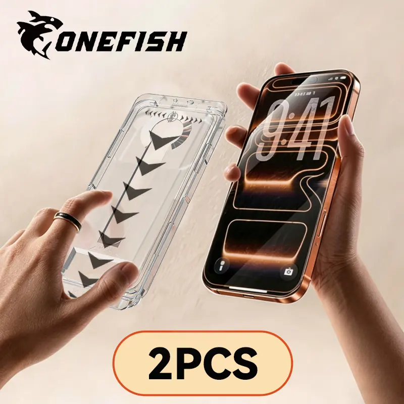 New One Fish [2-Pack] Privacy Screen Protector for iPhone 17 Pro Max & Samsung S26 Ultra, Dustproof Bubble-Free Tempered Glass