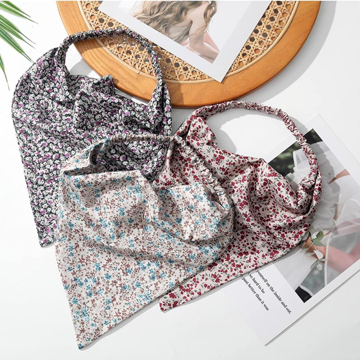 3PCS/Set Chic Style Floral Printed Elastic Hair Scarf Headband Chiffon Head Kerchief Headband Flower Hair Scarves Hair Clips Hair Bandanas Decoration