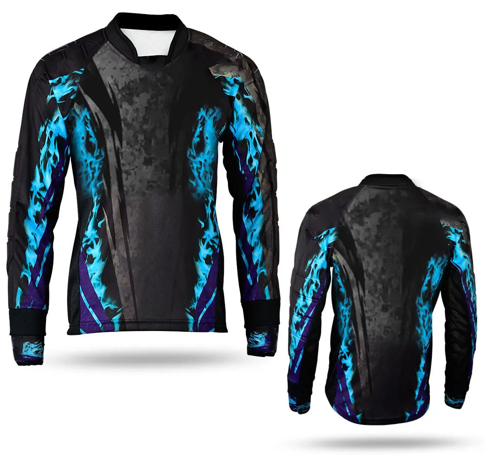 Galaxy High Quality Paintball Long Sleeve Padded Lightweight Jersey Black/Blue - 1120