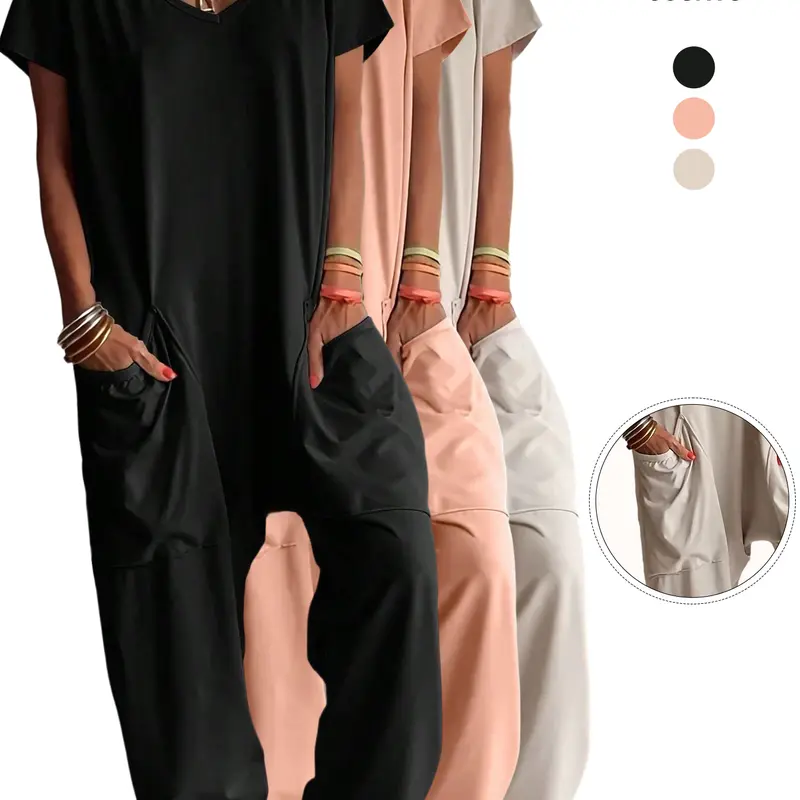 Women's 1 Piece/3 Pieces Workwear Jumpsuit Casual Fashion Jumpsuit Casual Jumpsuits Casual Comfortable Everyday Home Wear, Casual Comfy Overalls, Fitted Plain Solid Minimalist Basic Style, All Seasons, Outer Wearing Available, Womenswear