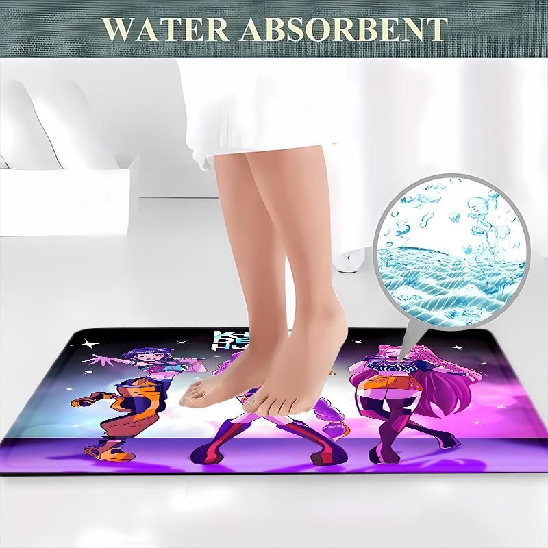 Trendy K-Pop Shower Curtain Set, Includes Bath Mat, Toilet Lid Cover & U-Shaped Tray, Perfect Bathroom Decor Gift for Friends Family, Bathroom Shower Equipment