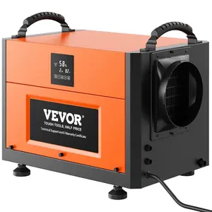 VEVOR 125 Pints Commercial Dehumidifier with Drain Hose, Portable Crawl Space Dehumidifiers for Basement Storage Room Industrial Grade, Auto Defrost/Drainage, Heavy - duty Galvanized Steel, LED Indicate