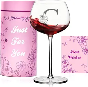 Personalized Wine Glass for Women, Engraved Monogrammed A-Z Customized Wine Glass Birthday Gifts for Women, Unique Mothers Day, Anniversary, Christmas Gift for Her, Mom, Friend, Wife, Sister Wine lovers Gift
