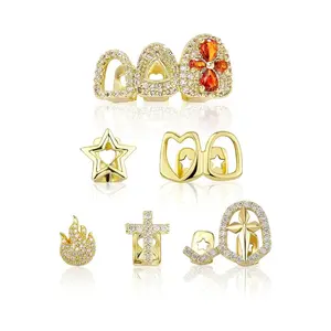 6PCS Gold Teeth Grills Set – Fashion Grillz Caps for Men & Women