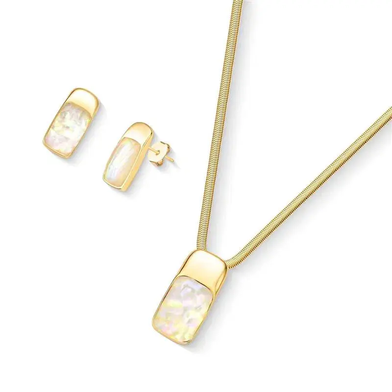 Sea Opal Jewelry Set in 18K Gold Plating