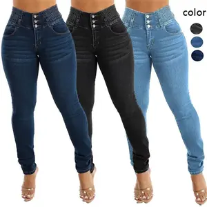 Push Up Dark Wash Skinny Jeans – High Waist Spandex Waistband, Tummy Control, Stretchy Fit