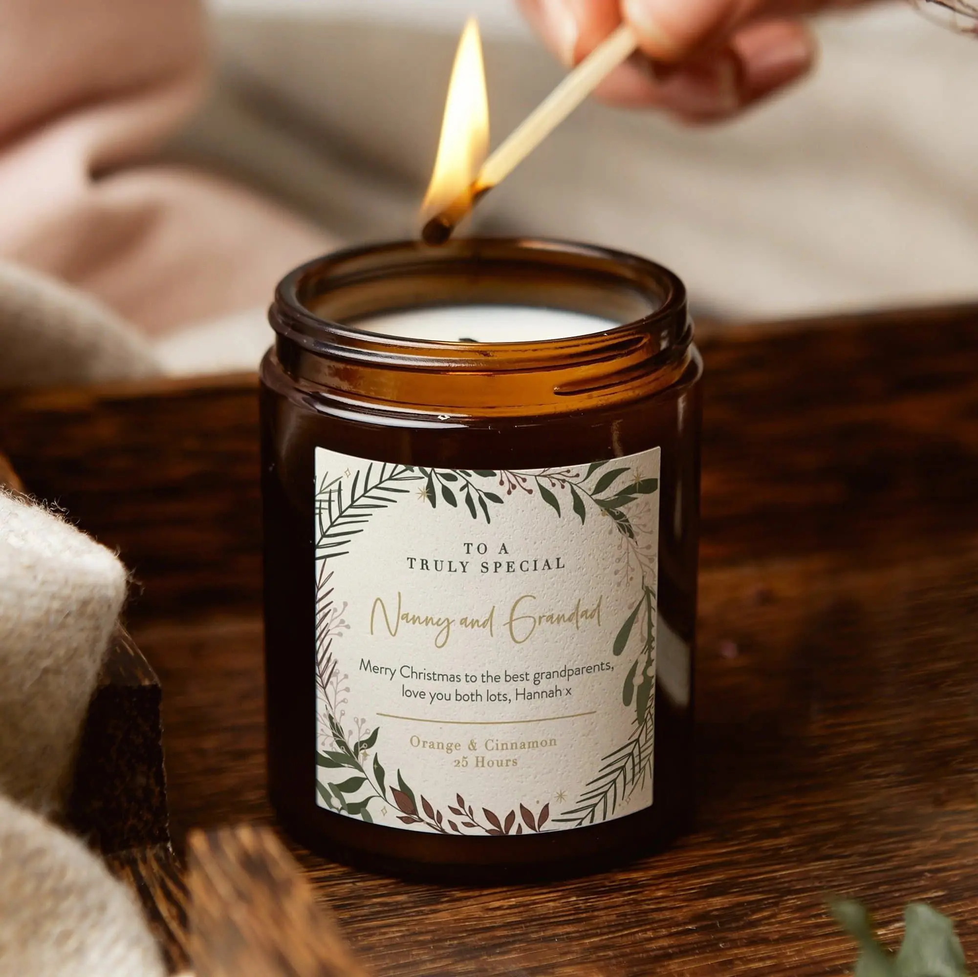 Grandparents Christmas Gift - Personalised Candle Christmas Gift For Grandma Granddad - Christmas Scented Candle