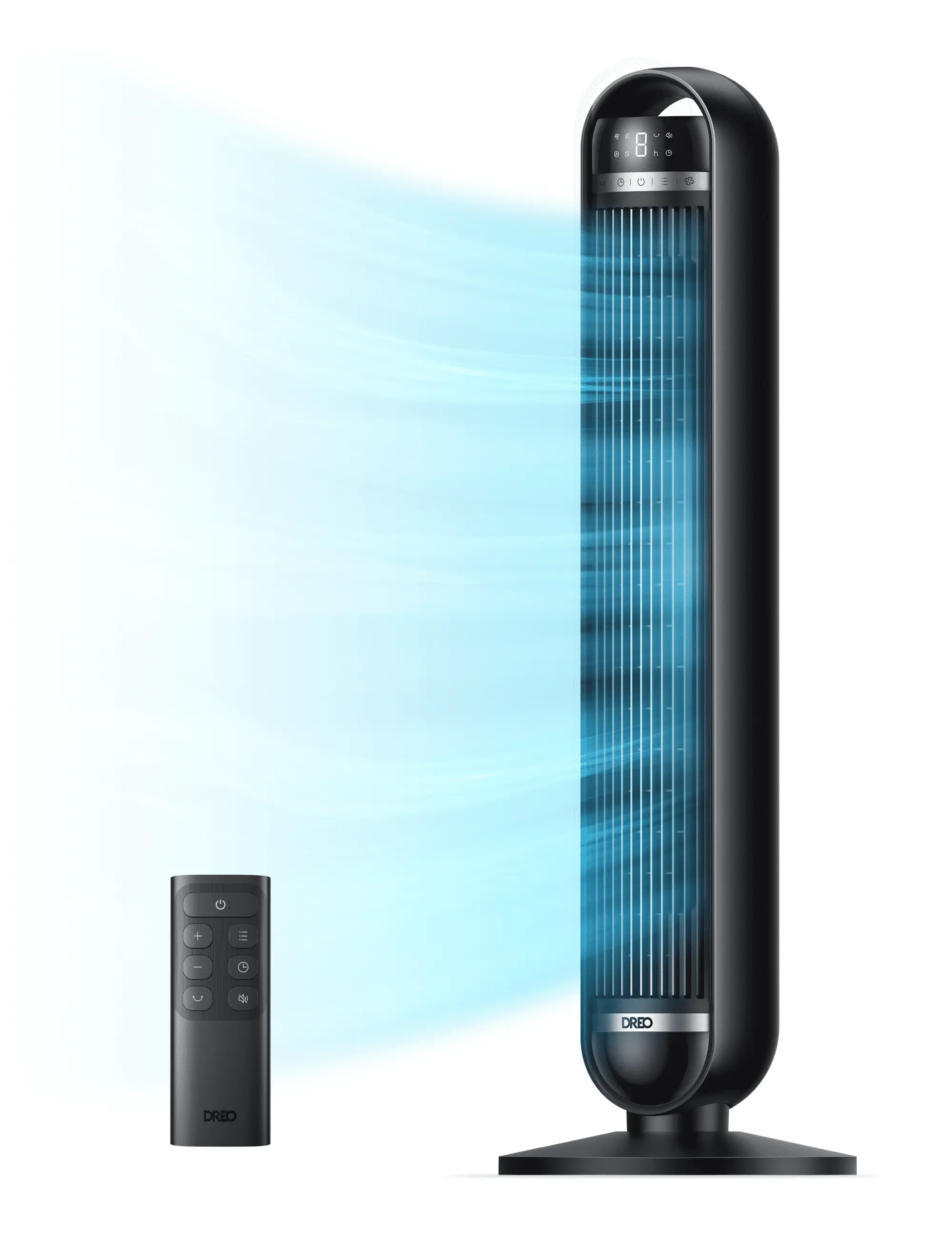 Nomad DC Tower Fan, 27ft/s Velocity, Ultra Quiet Bladeless Floor Fan with 10 Speeds and 4 Modes, 90° Oscillating, Remote Control