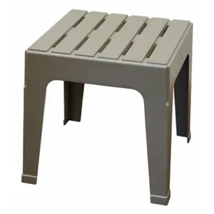 212 MAIN Easy Stack Outdoor Patio Dining Table - Gray Wood Grain Molded Resin, All-Weather, Hassle-Free Design, 17.75x18.9x18.9 in. Outdoor Living Furniture
