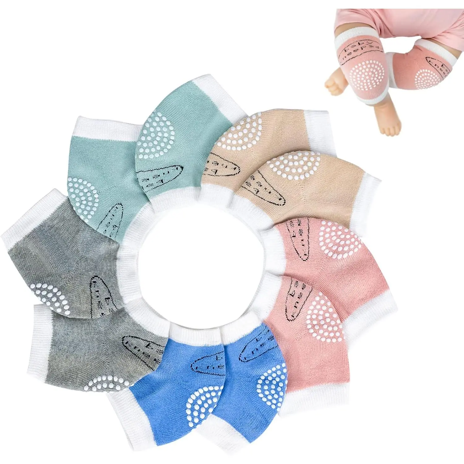 Unisex Baby Boy Kneepads - 5 Pairs Anti-Slip for Crawling, 1 Size, Affordable Prices, Fast Shipping, No Extra Charges, One Size, High-Quality Items