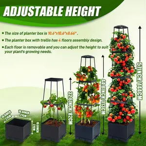 Tomato Tower Self-Watering Planters with Support Stands, Adjustable Height, Ideal for Climbing Plants Vegetables Vines Flowers Outdoor Patio Indoor Gardening
