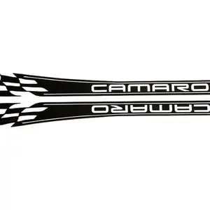 Chevy Camaro Racing Stripes Vinyl Sticker for Car Doors - Black and clear Design