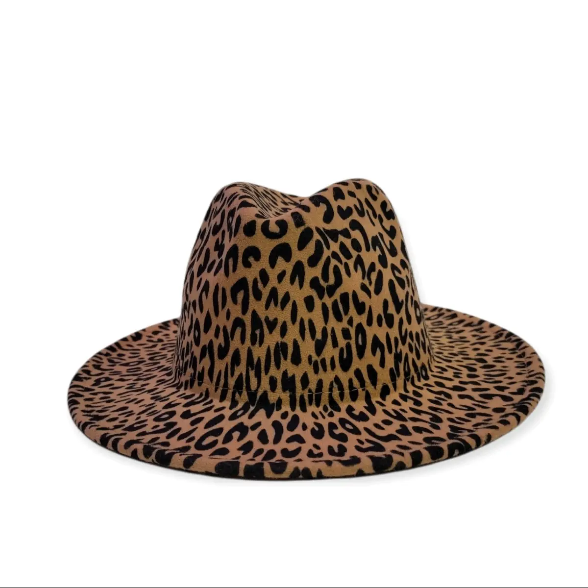 leopard print fedora hat with red bottom