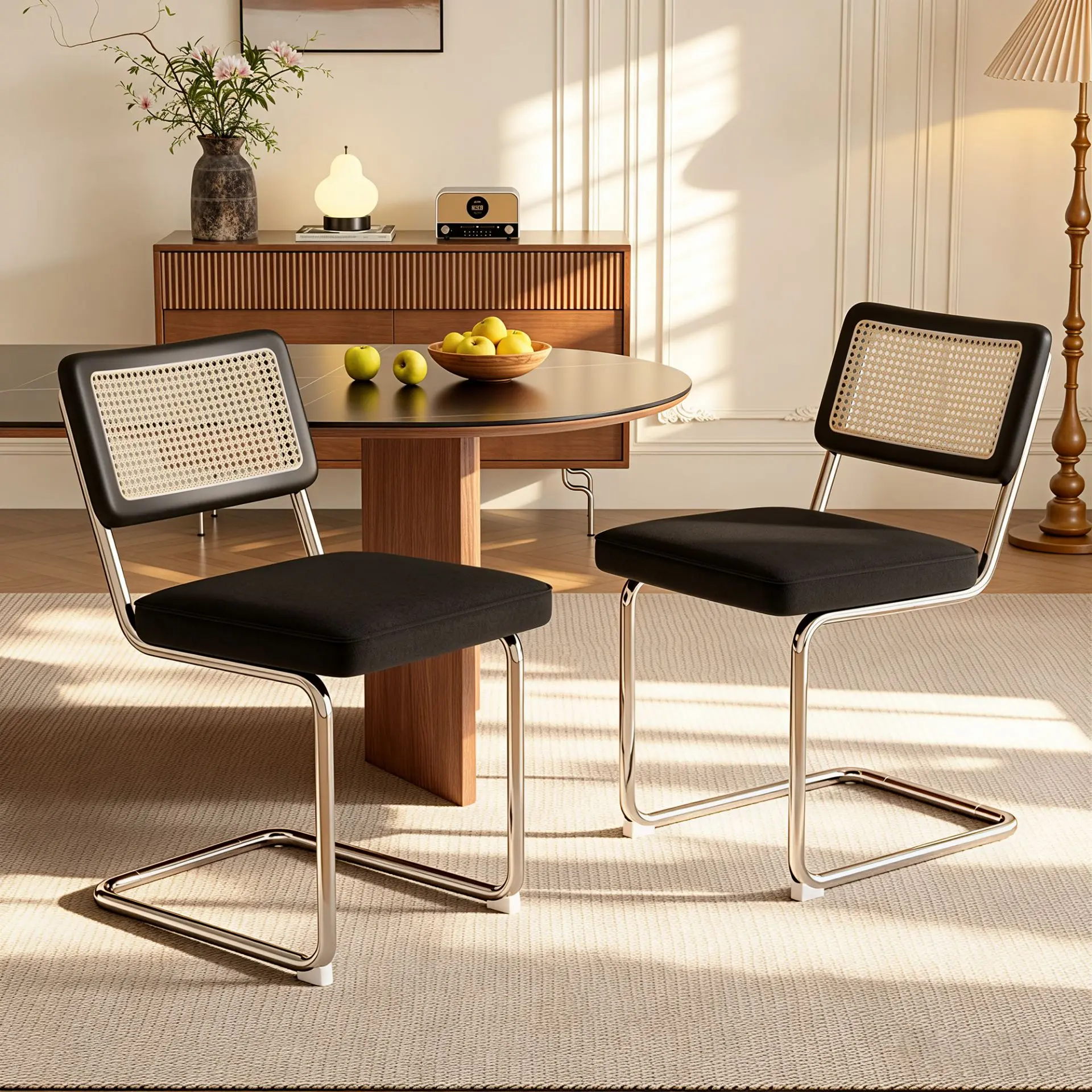 Modern Minimalist Dining Chairs – Available in Faux Leather or Velvet, Soft Breathable Upholstery, Ergonomic Support, Sturdy Base for Home Restaurant