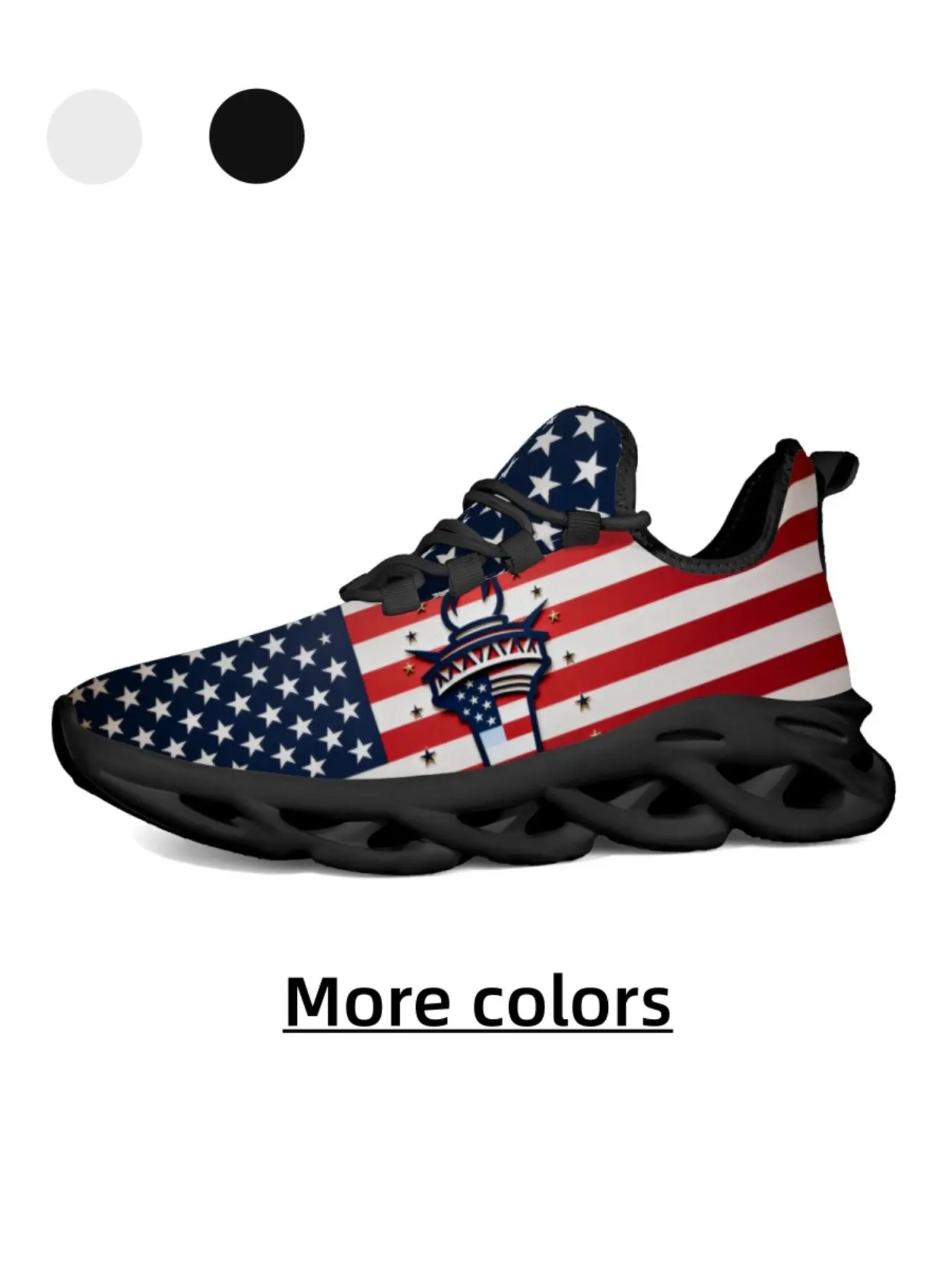 Unisex Statue of Liberty USA Flag Trendy Casual Athletic All Seasons Sneakers - Skin-Friendly Mesh, High Elastic Shock-Absorbing & Non-Slip for Daily Commute & Outdoor Wear