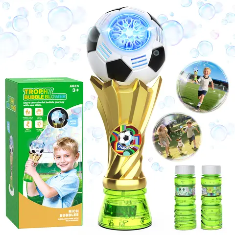 Light Up Automatic Bubble Machine Wand - 2 Bubble Refill Solutions, Vibrant Outdoor Play Toy, Birthday Gift for 3-8 Year Old Kids, Bubble Wands