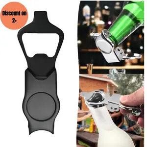 3 in 1 Resealer Soda Bottle Opener, Bartender Bar Accessories, Beach Vacation Essentials, Foldable Soda Bottle Opener, Household Item, Carbonated Beverage Fresh-Keeping Seal Stopper, Restaurant Utensil, Quick Open Cap, Gift Under 5 Dollar, 1 PCS Black