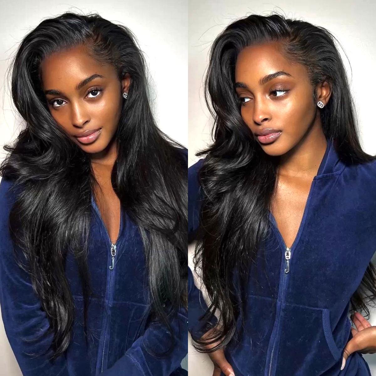 [3 In 1 Half Wig] OQ HAIR Pre-Style Yaki Straight & Kinky Straight Wavy Half Wig With Drawstring Invisible Hairline Wear Go Glueless Wig Human Hair