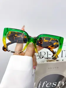 New Fashion Retro Oversized Rectangular Glasses, Unisex Street Style Eyewear, Daily Wear Decorative Sunglasses for Men & Women