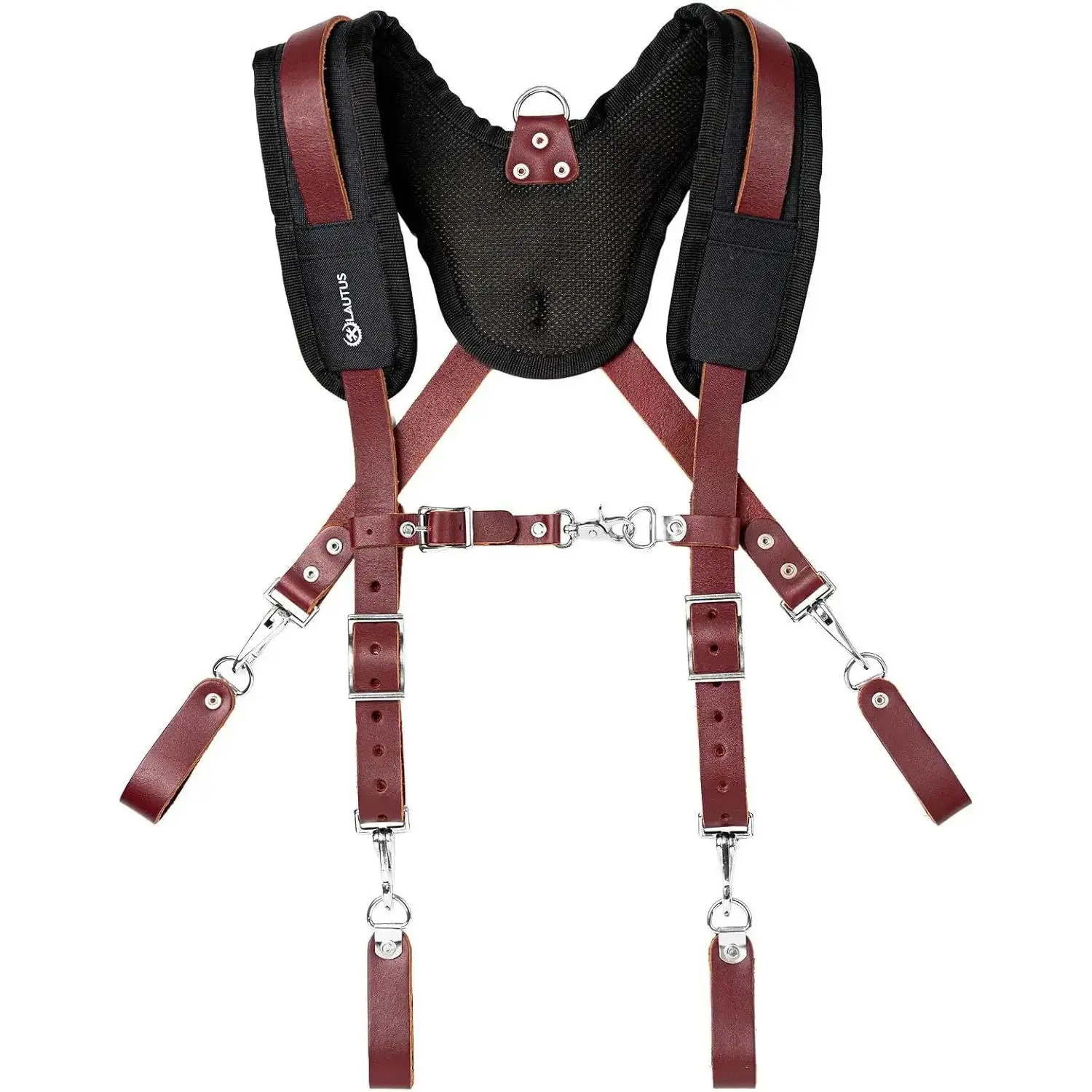 Leather Padded Tool Belt Suspenders w/Chest Strap |       Pencil Sleeve |       Comfortable & Heavy Duty |       Fully Adjustable |       Construction Grade |