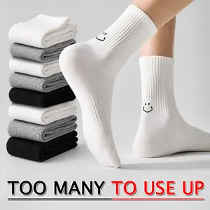 21 Pairs of Smiley Face Crew Socks - Ultra Soft, Non-Binding Top, One Size Fits All! Perfect for Men & Women, Cute Smiley Embroidery, Reinforced Toe & Heel, Comfortable for Daily Wear. Grab Your Set Now
