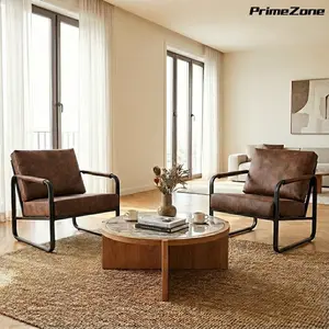 Trending Modern Faux Leather Accent Chair with Durable Upholstery and Sturdy Metal Base for Ultimate Comfort 8-Min Assembly 300-LB Capacity