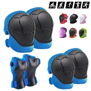 6pcs Kids Protective Gear Set, Nylon Fabric Knee Pads, Elbow Pads & Wrist Guards with Hook Closure, for 3-8 Year Old Children, Ideal for Cycling, Skateboarding