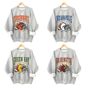 Vintage Football Sweatshirt All Team Game Day Fan Crewneck Classic Unisex, Gift For Fans, Graphic Sweatshirt, Color Ash Grey