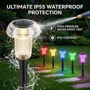 ROOMART Solar Garden Pathway Lights, IP55 Waterproof Multi-Color Outdoor Decor, Suitable for Yard, Garage, Porch, Pool, Garden, Patio, Valentine's Day Gift, solarlights