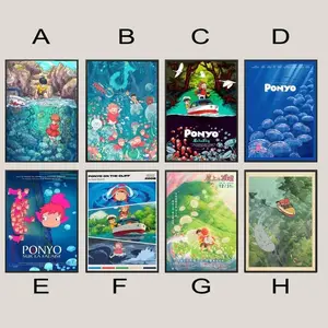 Ponyo Poster, Studio Ghibli Print Anime Poster, Hayao Miyazaki Movie Ponyo Spirited Away Anime Posters 2008 2