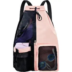 X-CBP14  Mesh Beach Backpack with Wet Pocket Drawstring Pool Bag Waterproof Swimming Bag Gym Backpack for Men & Women