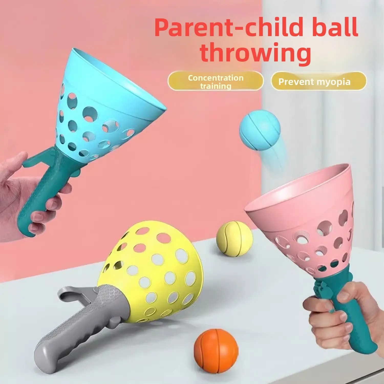 Throw and Catch Ball Family Double Interactive Parent-Child Fun Docking Launcher Children's Ball Toys Outdoor Sports Educational