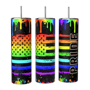 LGBTQ PRIDE FLAG 20oz STAINLESS STEEL SUBLIMATED TUMBLER Drinkware Washable Portable Reusable