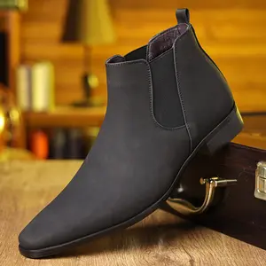 New Chelsea Boots for Men - Casual Business Fashion Shoes in Smooth Frosted Grain Material with Comfortable PVC Sole for General Occasions & Cocktail Parties Black  TikTok Black Friday Store