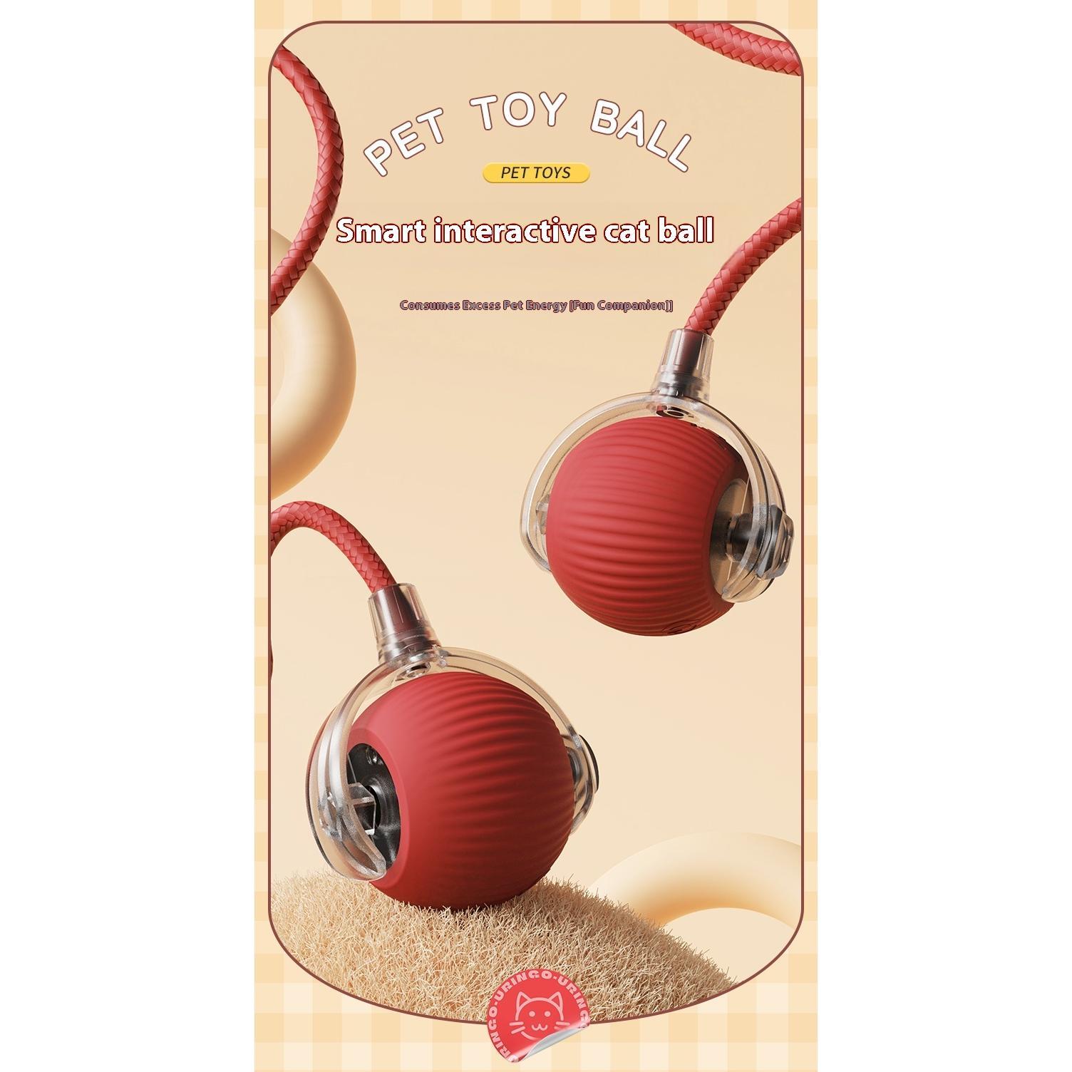 2Pcs Cat Interactive Ball Toys Automatic Rolling Ball Faux Tail Rechargeable Smart Pet Electric Toy Cat Training Imitate Mouse