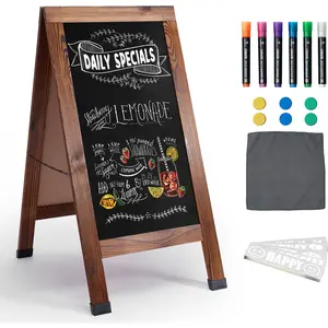Large Sandwich A-Frame Chalkboard Sign - 40 x 20 Inches  Wooden Chalk Board for Sidewalk, Stand up Double-Sided Outdoor Easel Display for Restaurant Cafe Shop Wedding Party or Business