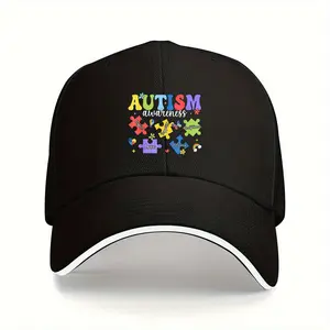 Autism Awareness Baseball Cap - Colorful Puzzle Design Black Hat for Dignity & Care Support, Sporty Casual Unisex Hat for Casual Attire & Advocacy, Advocacy Hat | Puzzle Piece Logo | Classic Cap Design