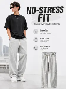 Y2K Men’s Baggy Straight-Leg Sweatpants - Adjustable Elastic Drawstring Waist, Comfortable Loose-Fit Fabric Trouser for Casual Lounge, 1-Piece Menswear Bottoms