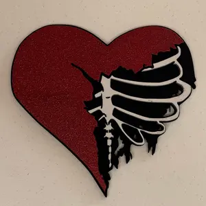 Wooden Broekn Heart with Ribs