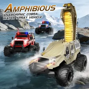 4WD All Terrain Remote Control Car - Amphibious Cobra Water Spray RC Monster Truck 、Backyard Pool Play|1:14 Cobra-shaped deformed car