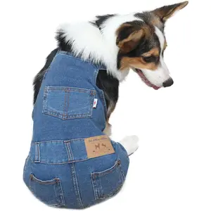 Denim  Overalls,  Jeans Overalls Clothes, Puppy Costumes for Small Medium Dogs