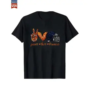 180gPeace Love Broncos Football Helmet Heart T-Shirt For Fans Made In USA