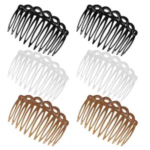 6 Pcs French Hair Side Combs, Women Hair Comb Accessories Set Plastic Twist Decorative Comb Hair Clips 4 Colors Bridal Wedding Veil Teeth Hair Combs for Multiple Hairstyles Girls Women