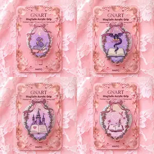 Coquette Bow Dragon and Sword MagSafe Acrylic Phone Grip, Fantasy Romantasy Bookish Phone Holder Stand, Open Book and Dagger Phone Accessory, Gothic Pastel Reader Gift, Glossy Grip