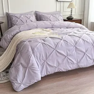 Twin Comforter, 5 Twin Sets, Pinch Pleat a Bag Twin with Comforter,, Pillowcase  Sham - Lilac Purple