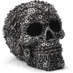 Halloween Skull Decoration - Realistic 5.7 Inch Life Size Skeleton  Prop for Indoor & Outdoor, Durable Plastic Skull Statue for Haunted House, Party,