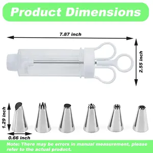 Dessert Decorating Syringe Set, Cupcake Frosting Filling Injector with 6 Icing Nozzles,Cake Decorating Gun,Cream Piping Syringe Nozzles Kits for DIY Cake Decorator, White