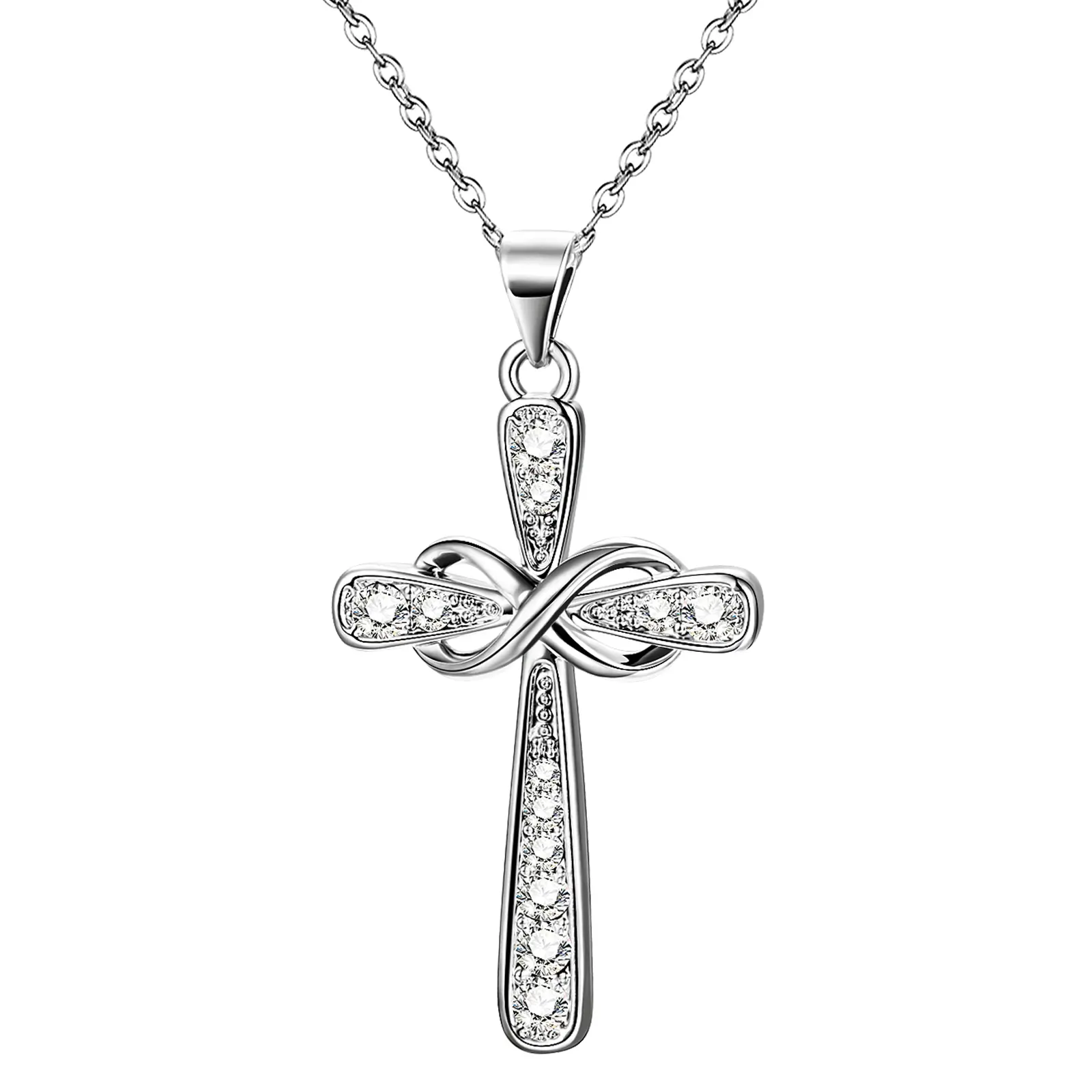 OIDEA Infinity Cross Stainless Steel Pendant Necklace for Women Faith Gift, Infinity Necklaces, Cross Emblem Necklaces