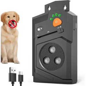 Automatic Anti Barking Device for Dogs, Ultrasonic Dog Bark Deterrent with 3 Emitters, 50Ft Range, No Shock Barking Silencer, IP66 Waterproof for Outdoor &